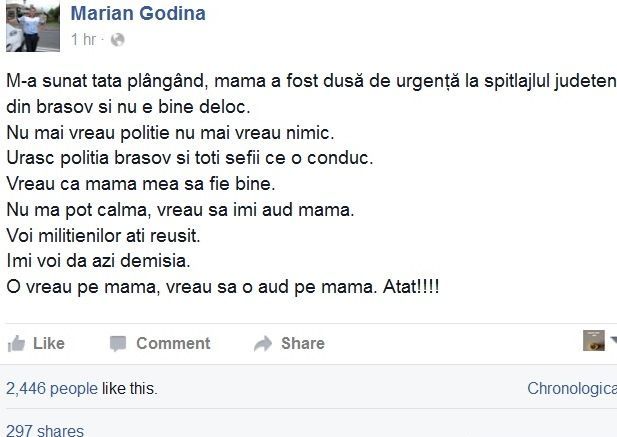 UPDATE. Poliţistul Godină îşi dă demisia! „M-a sunat tata plângând...“ 2 godina1.jpg