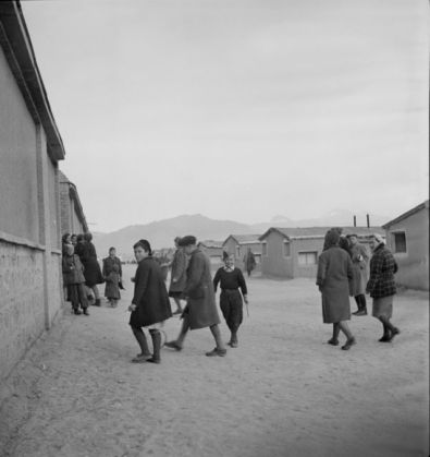 Polish-children-play-among-the-dormitories-of-a-Red-Cross-ca