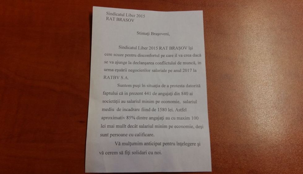 BRAȘOV. Șoferii RAT amenință cu GREVA!!! Mesajul pentru călători... UPDATE. Reacția conducerii RAT 2 mesajrat.jpg