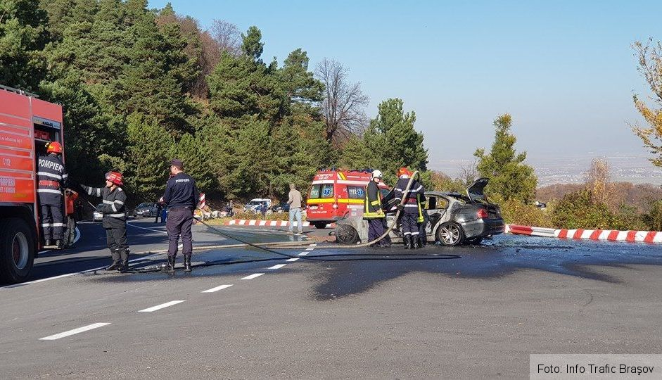 BRAȘOV. Un autoturism a luat foc, la Belvedere (FOTO) 3 autoturismbelvedere2.jpg