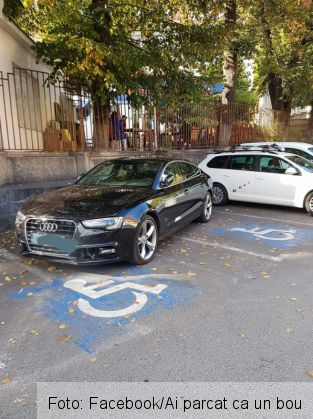 BRAȘOV. Autoturism „cocoțat” pe spațiul verde, la supermarket (FOTO) 3 20191011_205335_273889.jpg