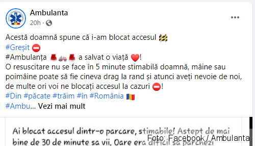 BRAȘOV. REACȚIA celor de la AMBULANȚĂ, după ce o autosanitară în MISIUNE a devenit „vedetă” pe „Ai Parcat ca un Bou” / Ce răspuns a primit șoferița reclamantă 2 ambulanta2.png