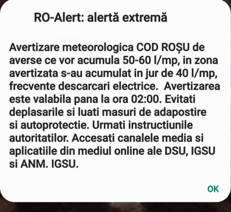 BRAȘOV. Avertizare meteo Cod ROȘU! 2 Screenshot_20210828-235651_Wireless emergency alerts_290803.