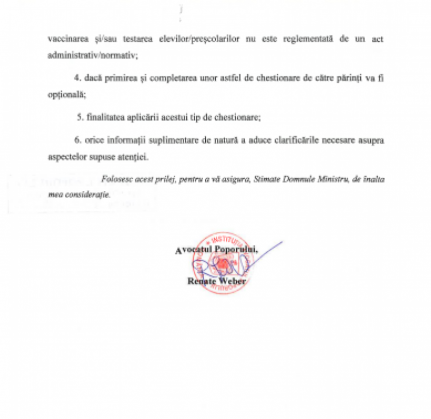 COVID-19. Avocatul Poporului solicită lămuriri privind VACCINAREA în ȘCOLI și CHESTIONARELE aplicate părinților 2 avocatul poporului 2_291184.png