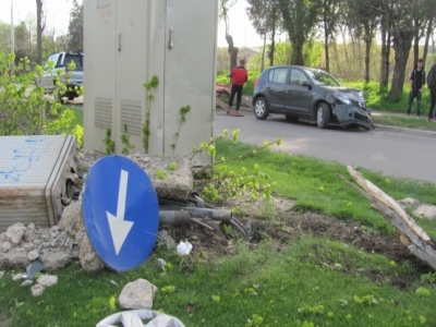 O ȘOFERIŢĂ a pus la pământ un indicator, un copac și un transformator! 1 article_434043_1.jpg