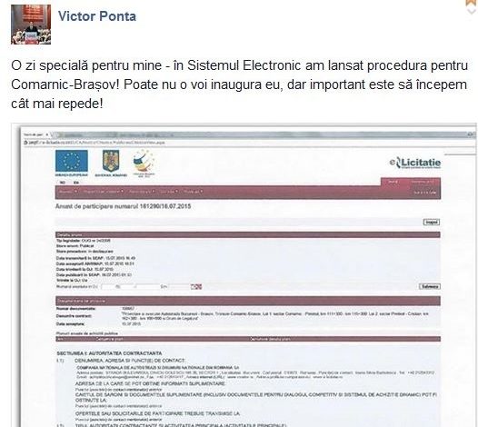 UPDATE. Victor Ponta se laudă deja cu autostrada Comarnic-BRAŞOV 1 victorpontafb.jpg