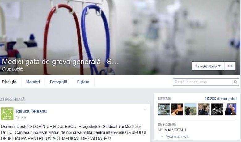 „DIALOG”. Medicii ameninţă pe Facebook cu greva generală, ministrul le face promisiuni tot pe reţea 1 grupfbmedici.jpg