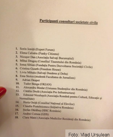 Întâlnirea reprezentanților societății civile cu președintele României a început. Cine sunt aceștia? 1 listreprezentani.png