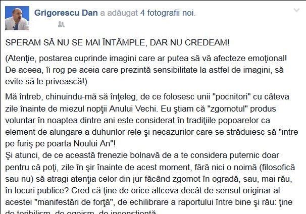 BRAȘOV. Mutilat de artificii! Atenție! Imagini care vă pot afecta emoțional 1 postaredangrigorescu.jpg