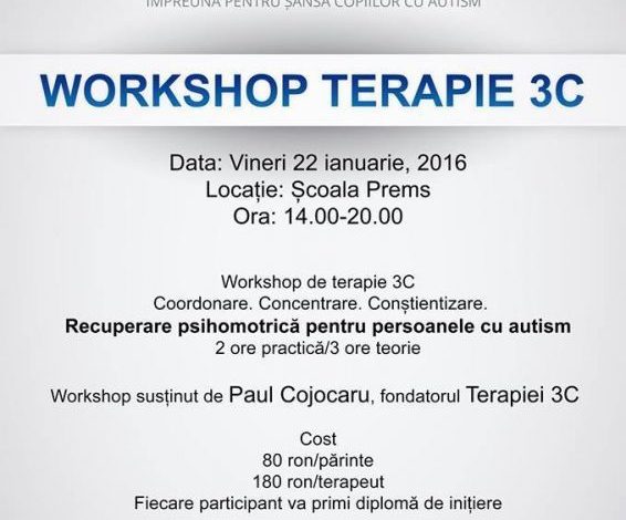 BRAŞOV. O rază de speranţă pentru copiii cu autism: terapia 3C 1 workshopautism.jpg