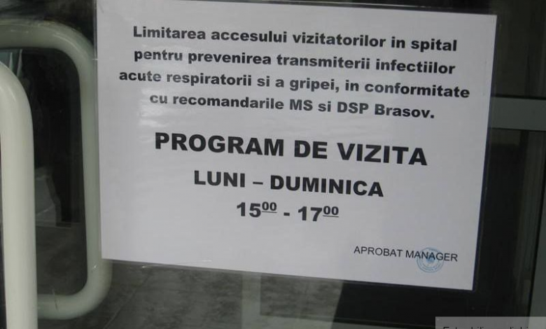 BRAȘOV. Spitalul Județean restricționează accesul din cauza epidemiei de gripă. Schimbări la Mârzescu 1 afisvizitespital.jpg