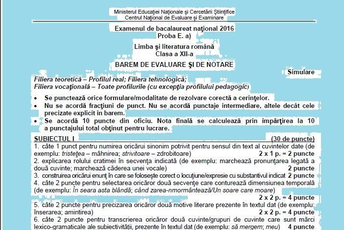 UPDATE BAC 2016. Subiectul şi baremul la română clasa a XII-a real 1 baremrealxii.jpg