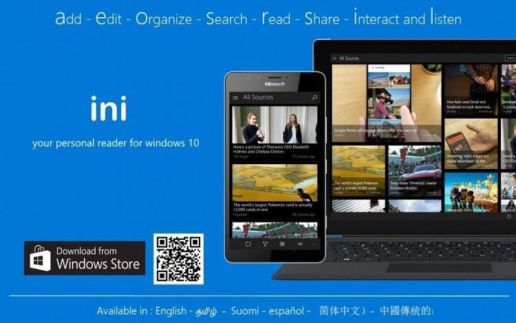 Recomandare: iNi Reader, un client Feedly cu suport pentru Continuum, Cortana şi Read Aloud 1 ini-750x476.jpg