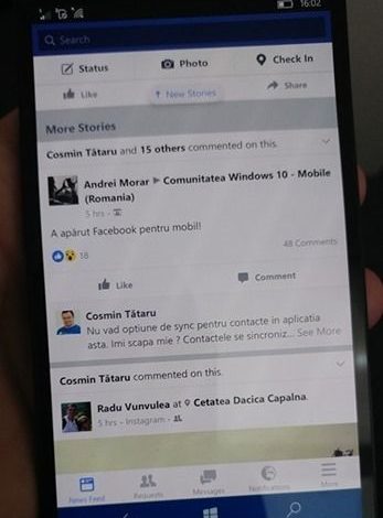 Aplicația oficială Facebook (beta) a ajuns pe Windows 10 Mobile 1 facebook-windows-10-mobile.jpg