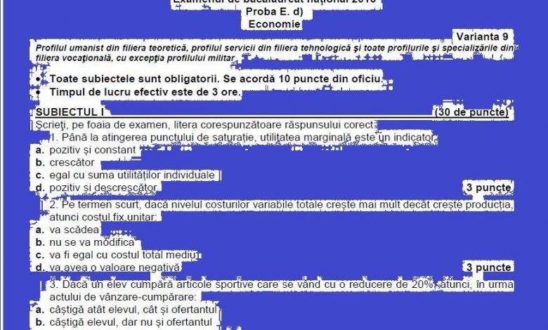 BAC 2016. Subiectele și baremele la cele 18 discipline 1 econ.jpg