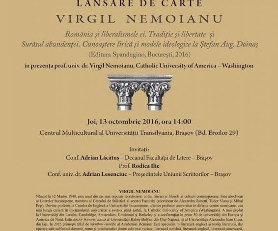 BRAŞOV. Dublă lansare de carte cu Virgil Nemoianu 1 afis_10.jpg