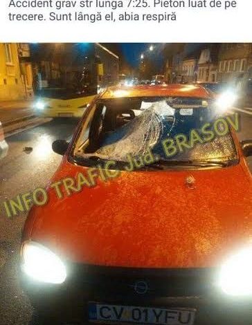 BRAȘOV. Pieton lovit grav de un autoturism, pe strada Lungă (FOTO) 1 pietonlunga.jpg