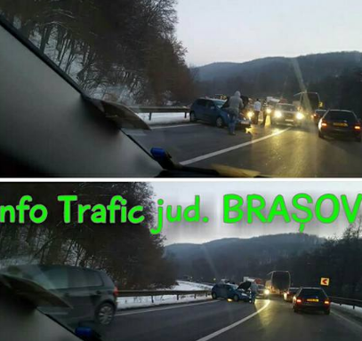 BRAȘOV. A pătruns cu mașina pe contrasens și a lovit un autocar, pe DN 1 (FOTO) 1 accidentpersani.png