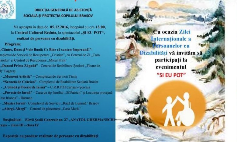 BRAŞOV. Copiii şi tinerii cu dizabilităţi, dar talentaţi, vă invită la „Reduta” 1 dizab.jpg