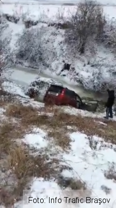 BRAŞOV. A „zburat” în decor cu autoturismul de teren, în apropiere de Rupea! „Atenţie la gheaţă” (FOTO) 1 rupea 3_227513.png