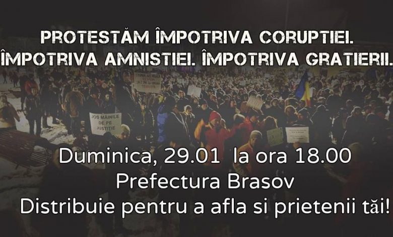 BRAȘOV. Ordonanța de grațiere scoate oamenii în stradă și în această seară 1 protest_7.jpg