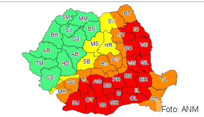 Codul Portocaliu de caniculă valabil la BRAŞOV se va transforma mâine în Cod Roşu în unele judeţe din ţară! De asemenea, sunt anunţate vijelii 1 codrosu_2.png