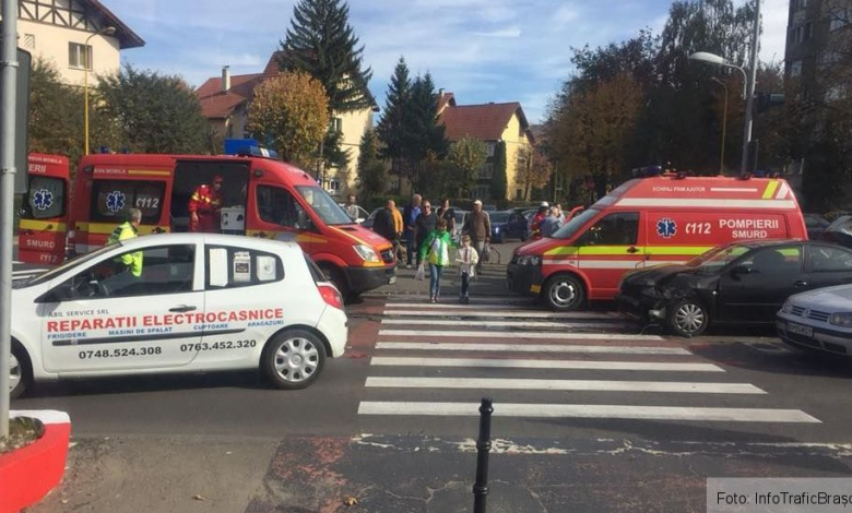 BRAȘOV. Accident pe trecerea de pietoni de pe Calea București. Trei victime. Traficul este blocat - FOTO 1 acccalea1.jpg