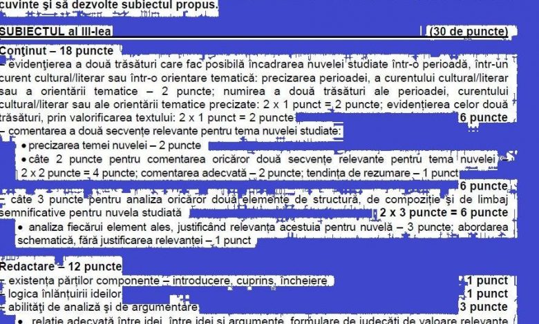 BAC 2018. Cum se punctează răspunsurile la română, clasa a XI-a 1 barem_7.jpg
