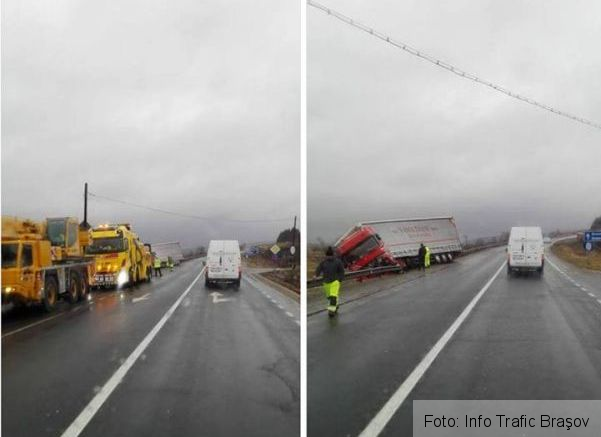 BRAŞOV. TIR căzut în afara şoselei, la Vlădeni (FOTO) 1 tirvladeni.jpg