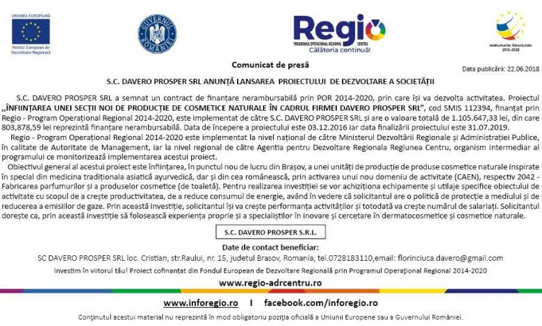 S.C. DAVERO PROSPER SRL ANUNȚĂ LANSAREA PROIECTULUI DE DEZVOLTARE A SOCIETĂȚII 1 firma.jpg