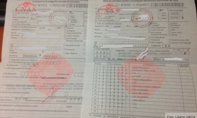BRAŞOV. Medicii şi pacienţii, puşi pe drumuri de neglijenţa CNAS 1 bilet-trimitere3.jpg