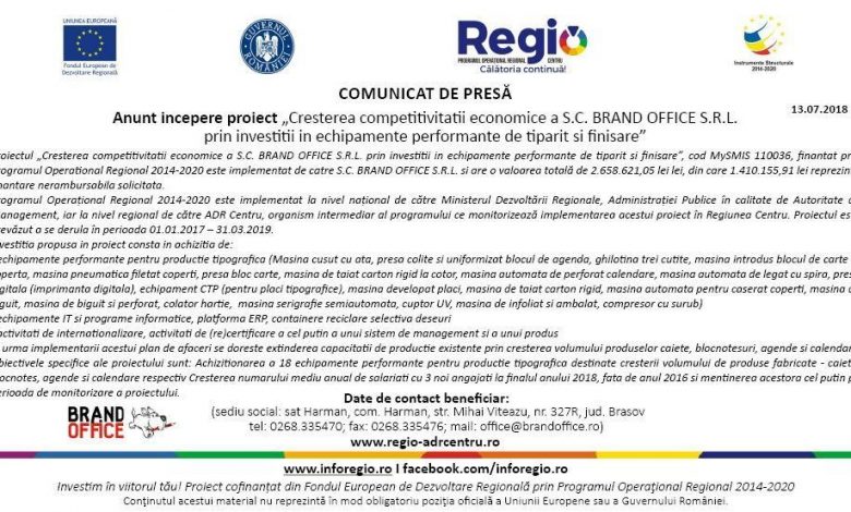 COMUNICAT DE PRESĂ | Anunt incepere proiect „Cresterea competitivitatii economice a S.C. BRAND OFFICE S.R.L. 1 comunicat-brandoffice-724x415px_2.jpg