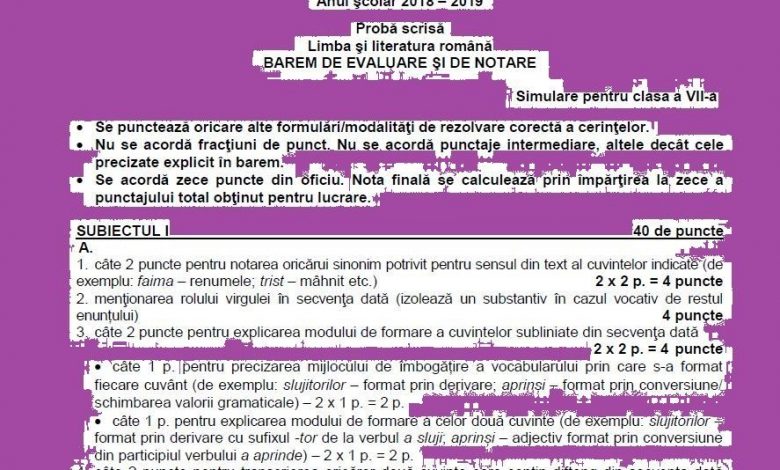 EN 2019. Baremul de evaluare şi notare la clasa a VII-a 1 baremromvii.jpg