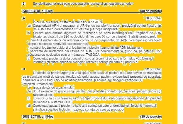 BAC 2019. Gata cu simularea. Subiectele şi baremele probei la alegere 1 subbiologuman.jpg