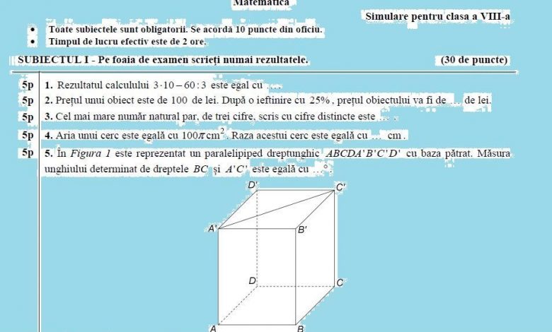 EN 2019. Subiectele și baremele la matematică - clasa a VII-a și a VIII-a 1 submateviii.jpg