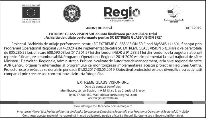 COMUNICAT DE PRESĂ. EXTREME GLASS VISION SRL anunță finalizarea proiectului cu titlul „Achiziția de utilaje performante pentru SC EXTREME GLASS VISION SRL” 1 poza_13.jpg