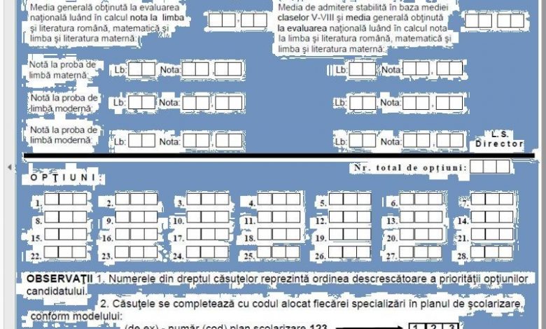 BRAȘOV. Începe admiterea în liceu. Tot ce trebuie să știe elevii și părinții 1 fisa-admitere.jpg