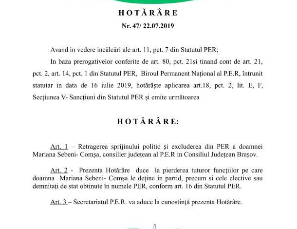 BRAȘOV. Patru membri PER au rămas fără sprijin politic, deci și fără funcții în Consilii și Comisii 1 hot-excludere.jpg