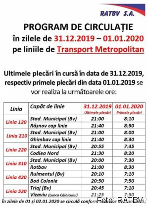 RATBV. Transportul metropolitan, ultimele curse din 2019 și primele din 2020 1 FB_IMG_1577727999496_276590.jpg