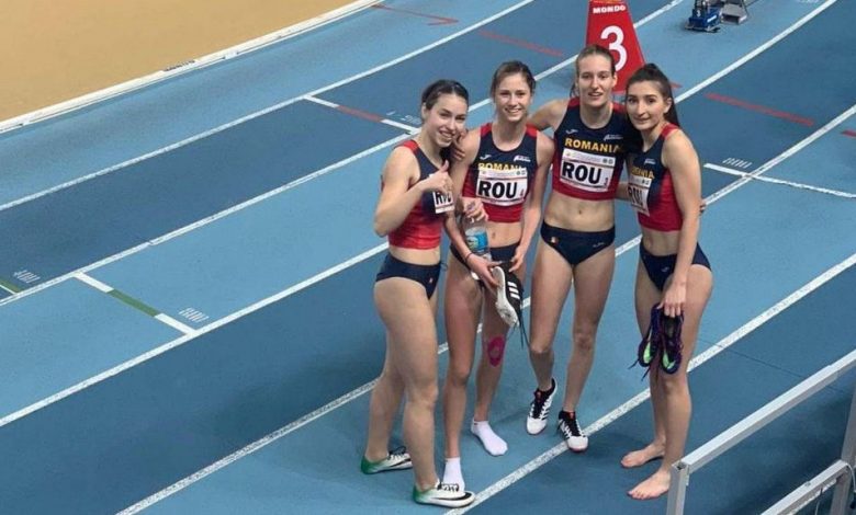 O BRAȘOVEANCĂ, bronz pentru România la Campionatele Balcanice pentru juniori indoor 1 stafeta-fete.jpg