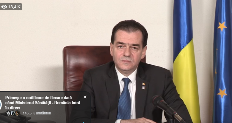 CORONAVIRUS. Premierul Ludovic Orban, declarație LIVE de interes pentru ANGAJATORI / INFRACȚIUNE NOUĂ și PEDEPSE ÎNĂSPRITE pentru NERESPECTAREA LEGII! 1 orban.png