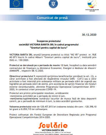 Începerea proiectului societății VICTORIA BARITA SRL în cadrul programului „Granturi pentru capital de lucru” 1 victoriabarita_2.png
