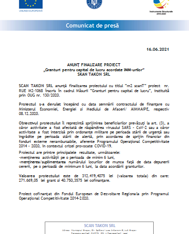 ANUNȚ FINALIZARE PROIECT „Granturi pentru capital de lucru acordate IMM-urilor” - SKAN TAKON SRL 1 scan.png