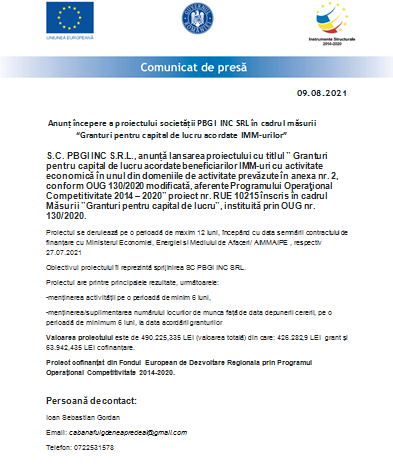 Anunț începere a proiectului societății PBGI INC SRL în cadrul măsurii „Granturi pentru capital de lucru acordate IMM-urilor” 1 grant26.png