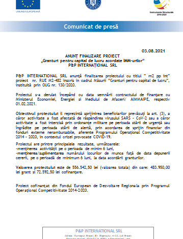 ANUNȚ FINALIZARE PROIECT „Granturi pentru capital de lucru acordate IMM-urilor” - P&P INTERNAȚIONAL SRL 1 pp_4.png