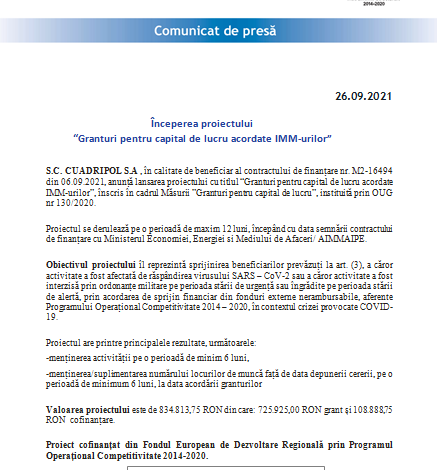 Începerea proiectului „Granturi pentru capital de lucru acordate IMM-urilor” 1 cuadripol_2.png
