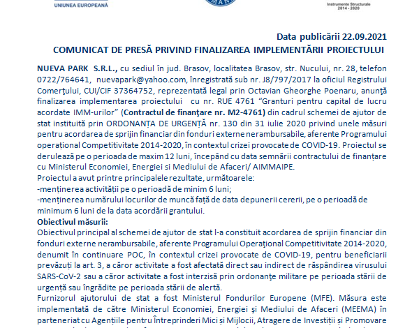 COMUNICAT DE PRESĂ PRIVIND FINALIZAREA IMPLEMENTĂRII PROIECTULUI 1 nueva_2.png