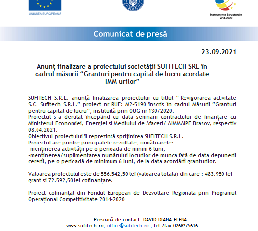 Anunț finalizare a proiectului Societății SUFITECH SRL în cadrul măsurii „Granturi pentru capital de lucru acordate IMM-urilor” 1 sufitech_5.png