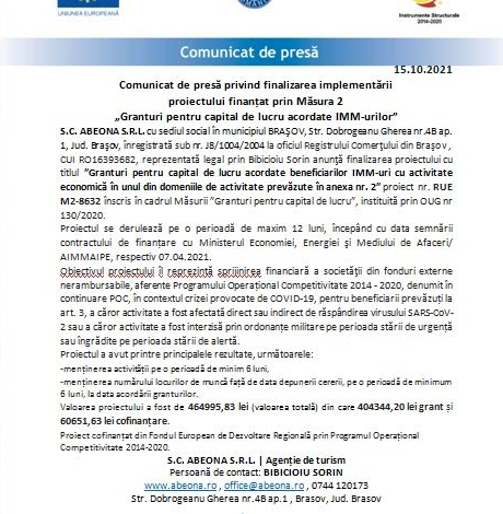 Comunicat de presă privind finalizarea implementării proiectului finanțat prin Măsura 2 „Granturi pentru capital de lucru acordate IMM-urilor” 1 abepna1.png