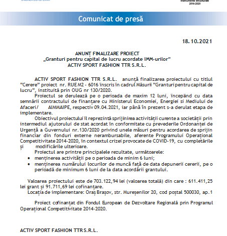 ANUNȚ FINALIZARE PROIECT „Granturi pentru capital de lucru acordate IMM-urilor” - ACTIV SPORT FASHION TTR S.R.L. 1 activ_5.png